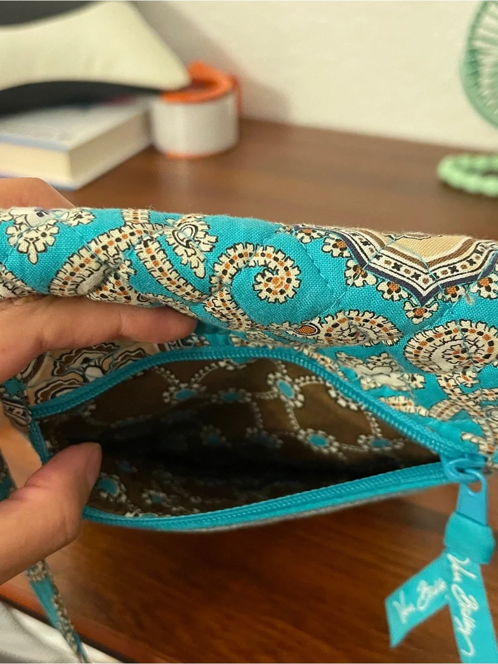 Turquoise Patterned Crossbody Bag - Quilted Floral Print